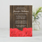 Red Roses Barn Wood Vrijgezellenfeest Kaart (Staand voorkant)