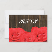 Red Roses Barn Wood Wedding RSVP-reactiekaart RSVP Kaartje (Voorkant)