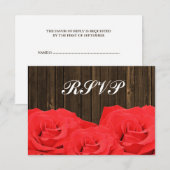 Red Roses Barn Wood Wedding RSVP-reactiekaart RSVP Kaartje (Voorkant / Achterkant)
