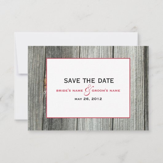 Red Roses & Barnwood Wedding Save the Date (Achterkant)