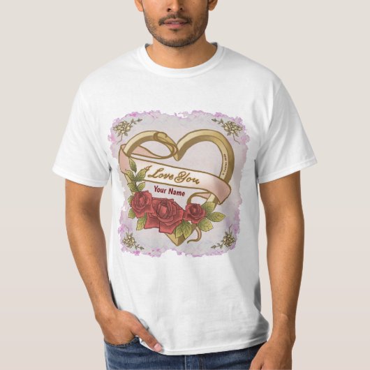 Red Roses Bevel Heart T-shirts (Voorkant)