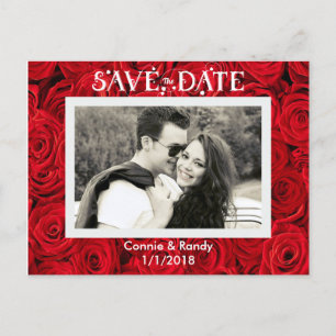 Red Roses Bewaar de datum Foto Briefkaart
