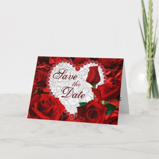 Red Roses Bewaar de datum Kaart (Voorkant)