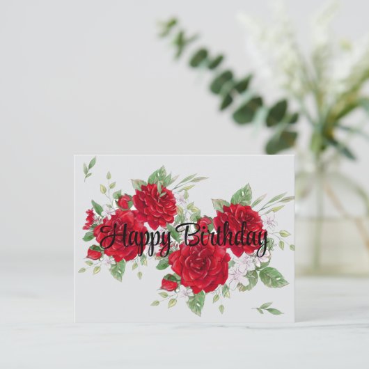 Red Roses Birthday Briefkaart (Staand voorkant)