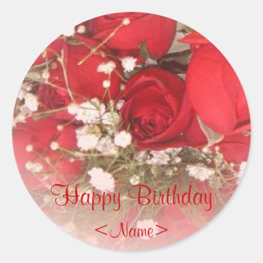 Red Roses Birthday Gift Label (Voorkant)