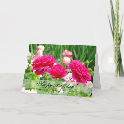 Red Roses Birthday Wenskaart Kaart (Voorkant)