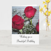 Red Roses Birthday Wish Kaart (Gele Bloem)