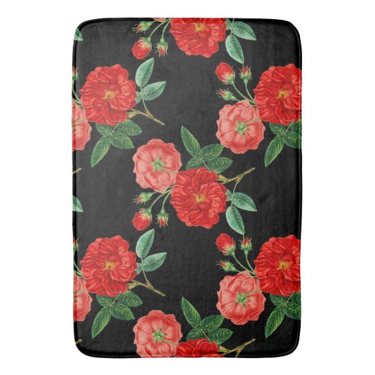 Red Roses, Black Background, Badmat (Voorkant Verticaal)