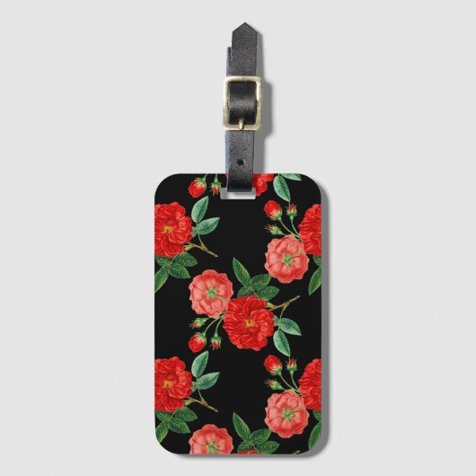 Red Roses, Black Background, Bagagelabel (Voorkant (verticaal))