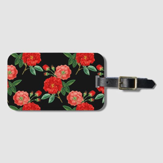 Red Roses, Black Background, Bagagelabel (Voorkant (horizontaal))