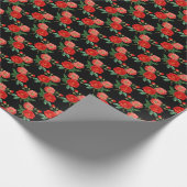 Red Roses, Black Background, Cadeaupapier (Hoek)