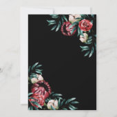 Red Roses Black Background Elegant Script Wedding Kaart (Achterkant)