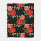 Red Roses, Black Background, Fleece Deken (Voorkant)