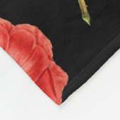 Red Roses, Black Background, Fleece Deken (Hoek)