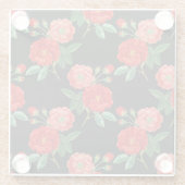Red Roses, Black Background, Glazen Onderzetter (Achterkant)