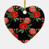 Red Roses, Black Background, Keramisch Ornament (Voorkant)