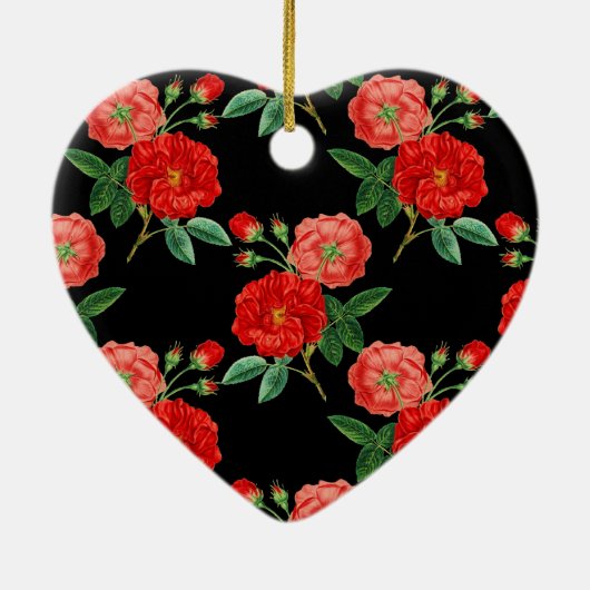 Red Roses, Black Background, Keramisch Ornament (Achterkant)