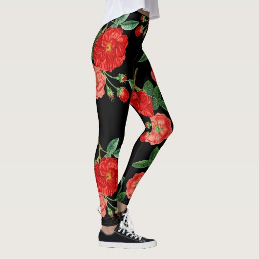 Red roses, black background, leggings (Rechts)
