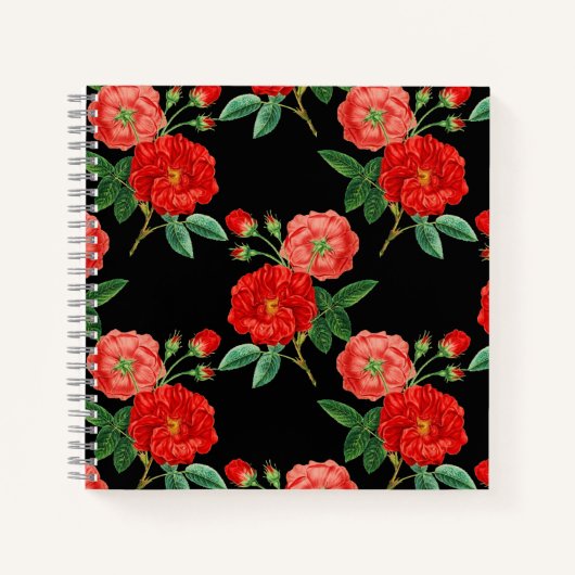 Red Roses, Black Background, Notitieboek (Voorkant)