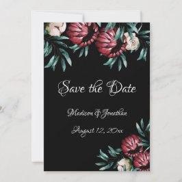 Red Roses Black Background Script Elegant Save The Date