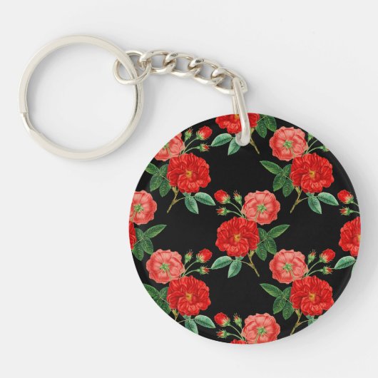 Red Roses, Black Background, Sleutelhanger (Voorkant)