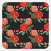 Red Roses, Black Background, Vierkante Sticker (Voorkant)