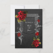 Red Roses Black  Glam Wedding RSVP Beantwoorden Kaart (Achterkant)