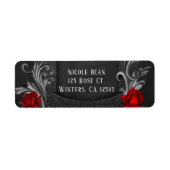 Red Roses Black  Gothic Wedding Etiket (Voorkant)