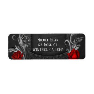 Red Roses Black  Gothic Wedding Etiket