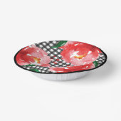 Red Roses Black White Gingham Papieren Kommen (Gebogen)