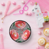 Red Roses Black White Gingham Papieren Kommen (Feest)