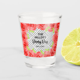 Red Roses Black White Stripes Derby Day Shot Glas