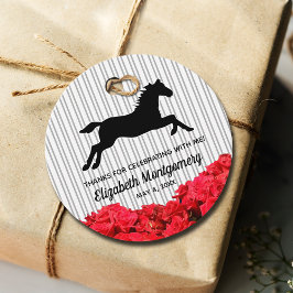 Red Roses Black White Stripes Derby Race Horse Bedankjes Labels
