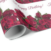 Red roses blije verjaardag cadeaupapier (Rol Hoek)