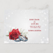 Red Roses Blue Wedding Rings Wedding Briefkaart (Voorkant)