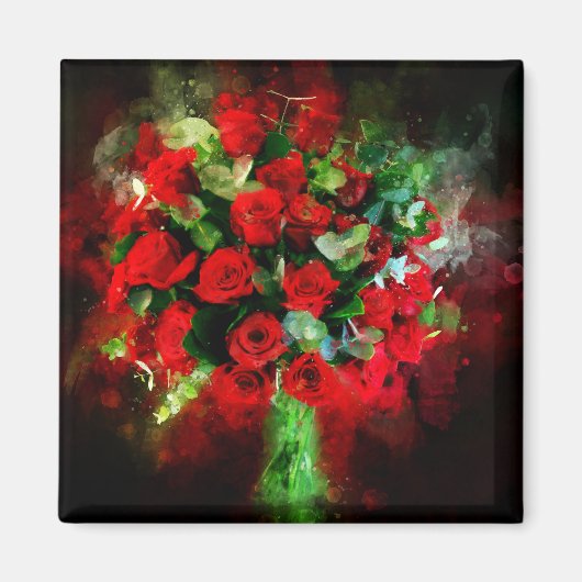 Red Roses Boeket bloem waterverf - bb Magneet (Voorkant)