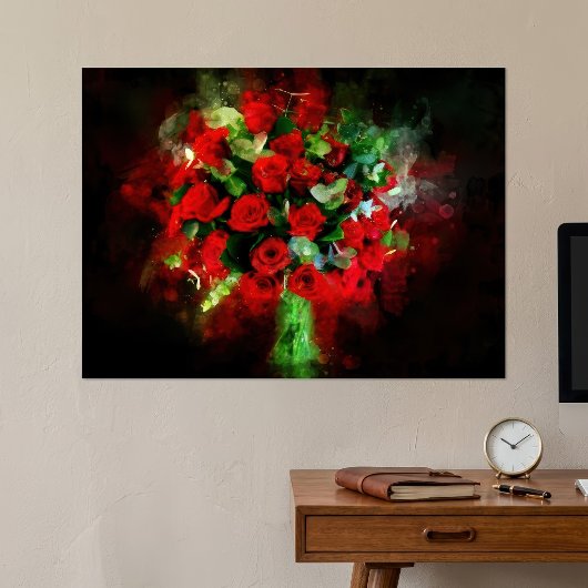 Red Roses Boeket bloem waterverf - bb Poster