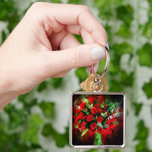 Red Roses Boeket bloem waterverf - bb Sleutelhanger