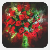 Red Roses Boeket bloem waterverf - bb Vierkante Sticker (Voorkant)