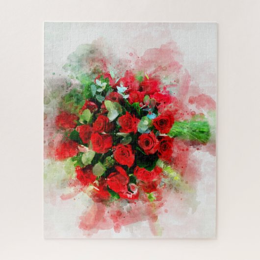 Red Roses Boeket bloem waterverf - WB Legpuzzel (Verticaal)