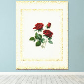 Red Roses boeket omlijst met gouden Stippen Canvas (Insitu (Houten vloer))