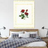 Red Roses boeket omlijst met gouden Stippen Canvas (Insitu (Slaapkamer))