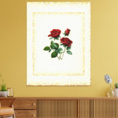 Red Roses boeket omlijst met gouden Stippen Canvas Afdruk (Insitu (Woonkamer))