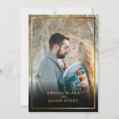 Red Roses boeket | Zwart Goud Lijst Fotobruiloft Kaart (Achterkant)