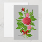 Red Roses Boquet Feestdagenkaart (Voorkant / Achterkant)