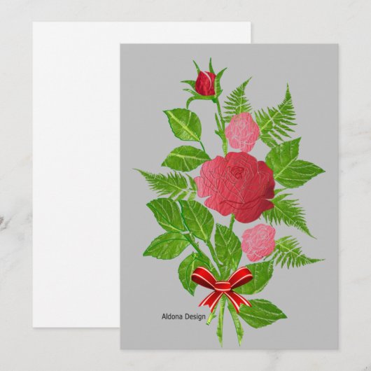 Red Roses Boquet Feestdagenkaart (Voorkant / Achterkant)