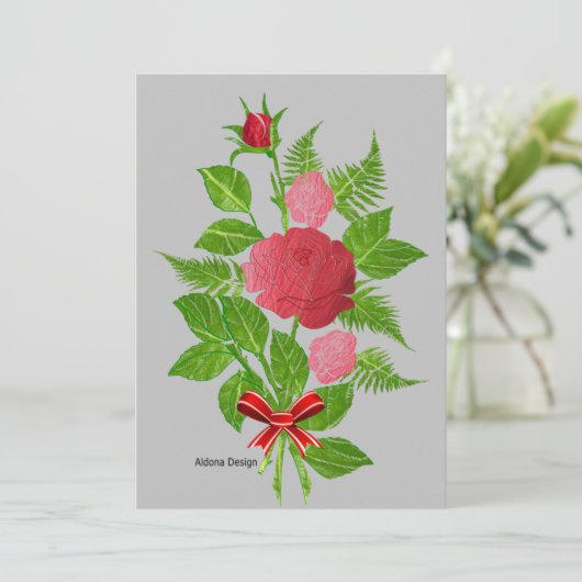 Red Roses Boquet Feestdagenkaart (Staand voorkant)