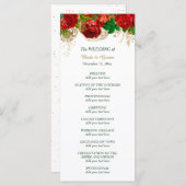Red Roses Border Bruiloft Programma Programmakaart (Voorkant / Achterkant)