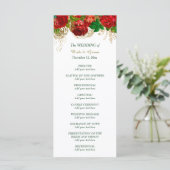 Red Roses Border Bruiloft Programma Programmakaart (Staand voorkant)