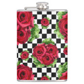 Red Roses Bouquet Floral Love Rockabilly Checkered Heupfles (Voorkant)